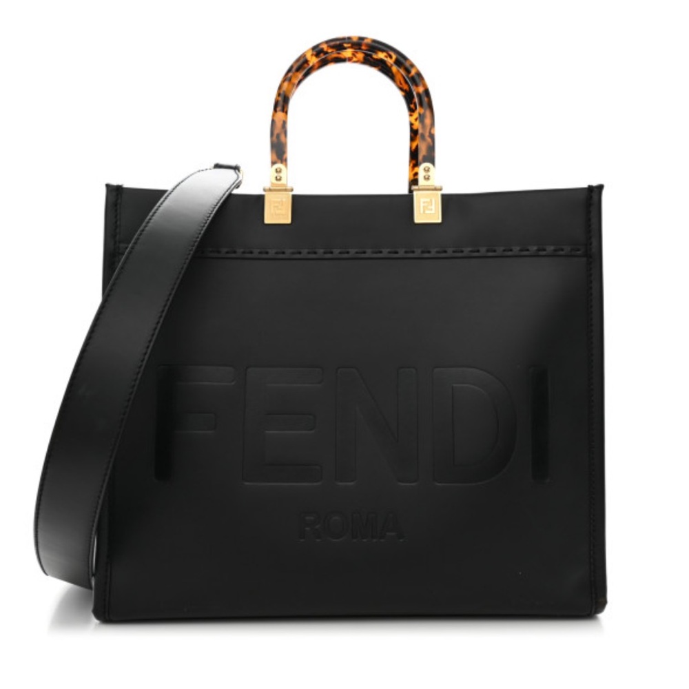 Vitello King Plexiglass medium Fendi Sunshine Shopper Tote Black